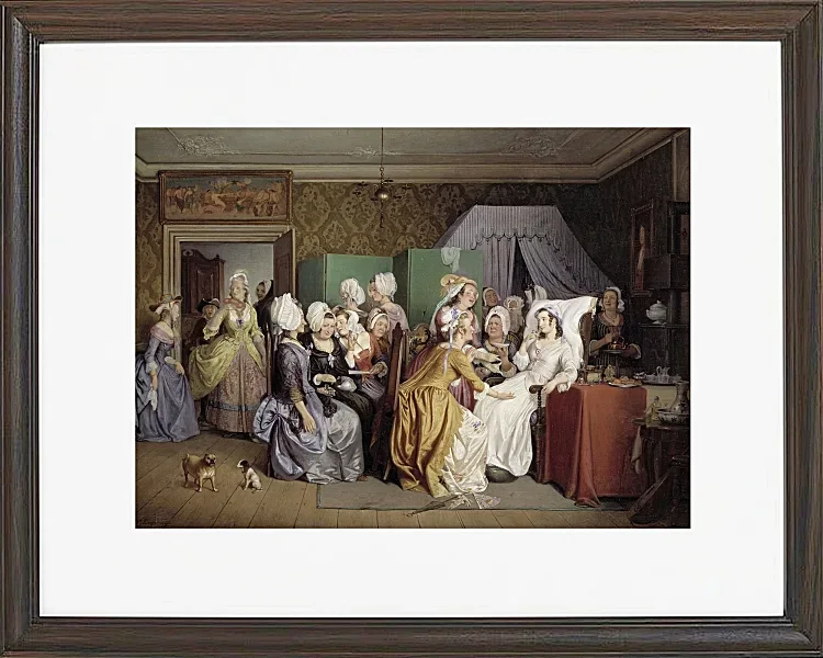 Wilhelm Marstrand – Szene aus Ludwig Holbergs Wohnzimmer 1845| Giclée Kunstdruck gerahmt
