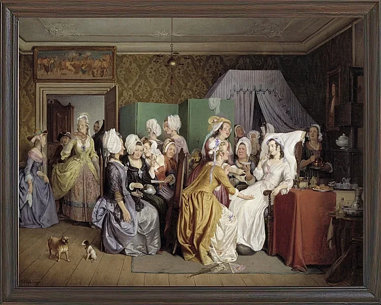 Wilhelm Marstrand – Szene aus Ludwig Holbergs Wohnzimmer 1845| Giclée Kunstdruck gerahmt