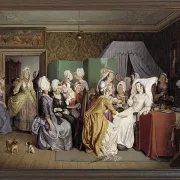 Wilhelm Marstrand – Szene aus Ludwig Holbergs Wohnzimmer 1845| Giclée Kunstdruck gerahmt