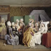 Wilhelm Marstrand | Szene aus Ludwig Holbergs Wohnzimmer – 1845 | Gerahmter Kunstdruck | Goldenes Zeitalter Dänemark