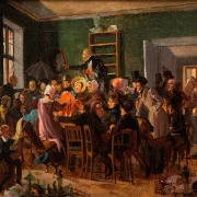 Wilhelm Marstrand – Szene aus einer Auktion 1835 | Giclée Kunstdruck gerahmt