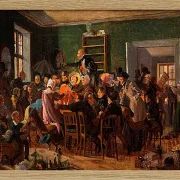 Wilhelm Marstrand – Szene aus einer Auktion 1835 | Giclée Kunstdruck gerahmt