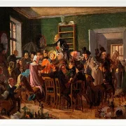 Wilhelm Marstrand – Szene aus einer Auktion 1835 | Giclée Kunstdruck gerahmt