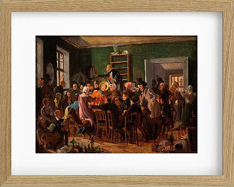 Wilhelm Marstrand – Szene aus einer Auktion 1835 | Giclée Kunstdruck gerahmt