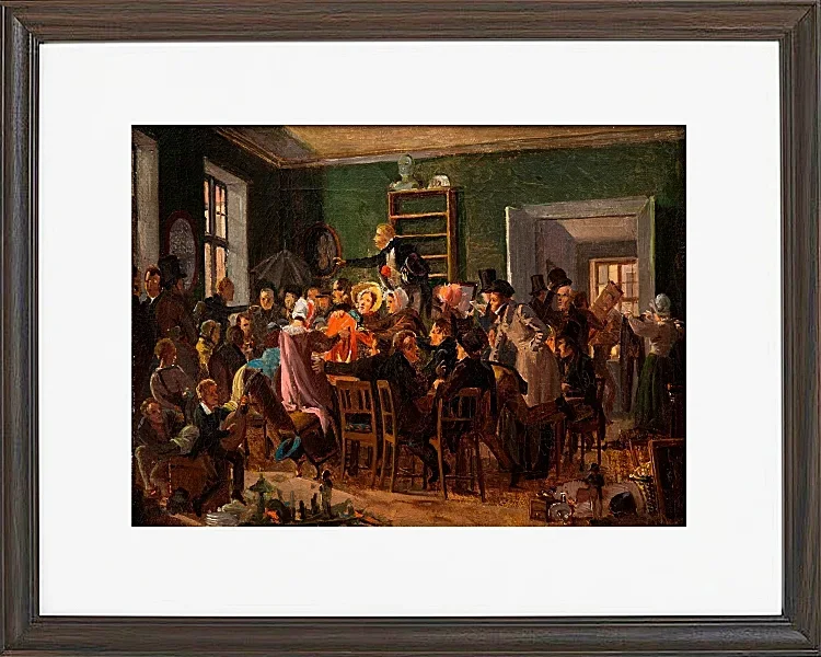 Wilhelm Marstrand – Szene aus einer Auktion 1835 | Giclée Kunstdruck gerahmt