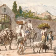 Wilhelm Marstrand | Bauern auf dem Weg nach Rom – 1869 | Gerahmter Kunstdruck | Goldenes Zeitalter Dänemark