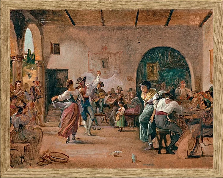 Wilhelm Marstrand – Tanz in einer Osteria 1860 | Giclée Kunstdruck gerahmt