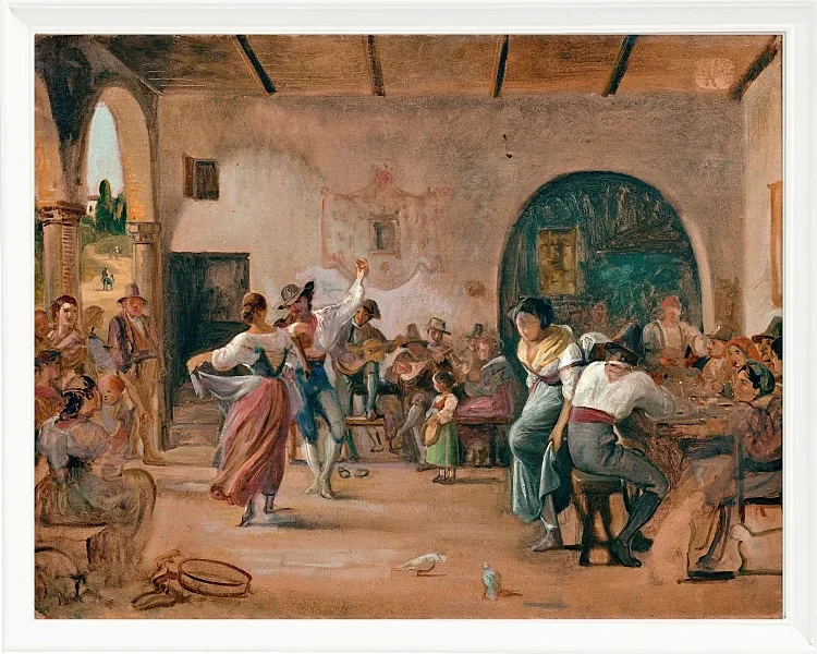 Wilhelm Marstrand – Tanz in einer Osteria 1860 | Giclée Kunstdruck gerahmt