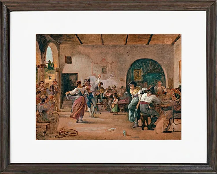 Wilhelm Marstrand – Tanz in einer Osteria 1860 | Giclée Kunstdruck gerahmt