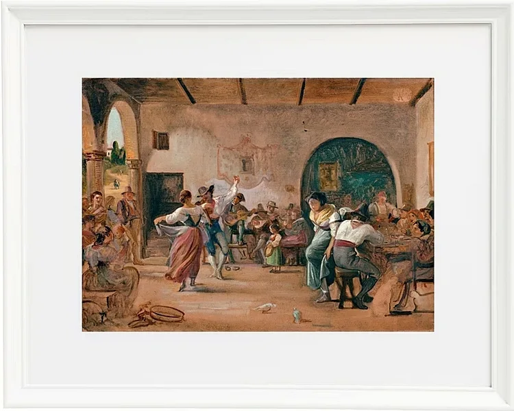 Wilhelm Marstrand – Tanz in einer Osteria 1860 | Giclée Kunstdruck gerahmt