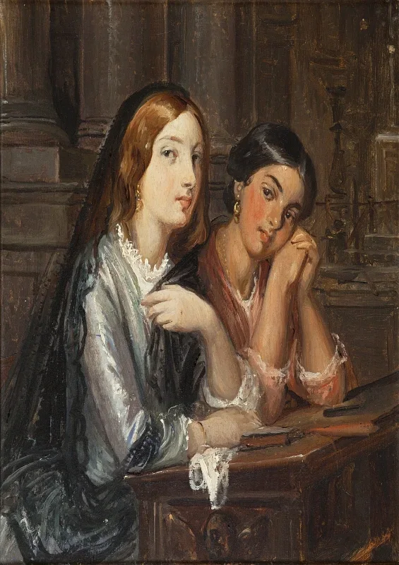 Wilhelm Marstrand | Venezianerinnen in einer Kirche – 1853 | Gerahmter Kunstdruck | Goldenes Zeitalter Dänemark