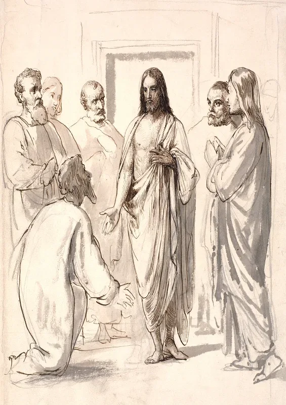 Wilhelm Marstrand | Christus und der ungläubige Thomas – 1870 | Gerahmter Kunstdruck | Goldenes Zeitalter Dänemark