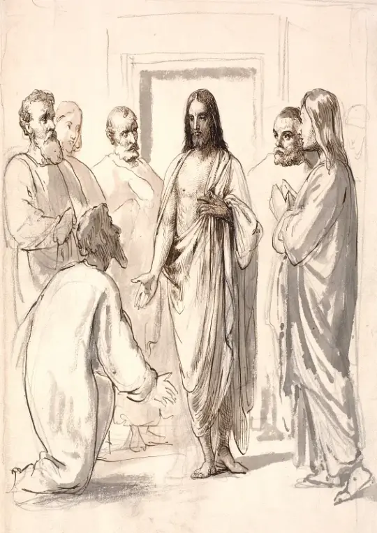 Wilhelm Marstrand | Kristus og den tvivlende Thomas – 1870 | Indrammet kunsttryk | Danmarks Guldalder