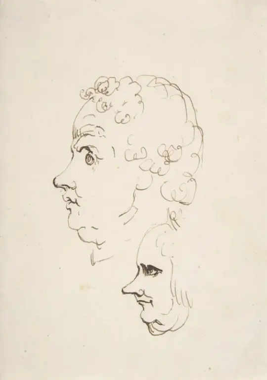 Wilhelm Tischbein | To karikaturhoveder af mænd - 1794 | Indrammet kunsttryk | Klassicisme | formida