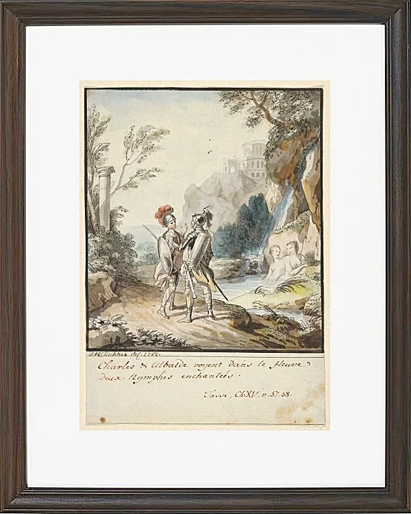 Wilhelm Tischbein – Carlo und Ubaldo widerstehen den Verzauberungen der Nymphen  1782 | Giclée Kunstdruck gerahmt
