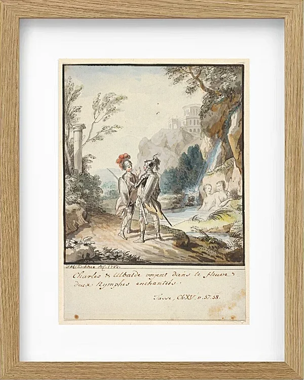 Wilhelm Tischbein – Carlo und Ubaldo widerstehen den Verzauberungen der Nymphen  1782 | Giclée Kunstdruck gerahmt