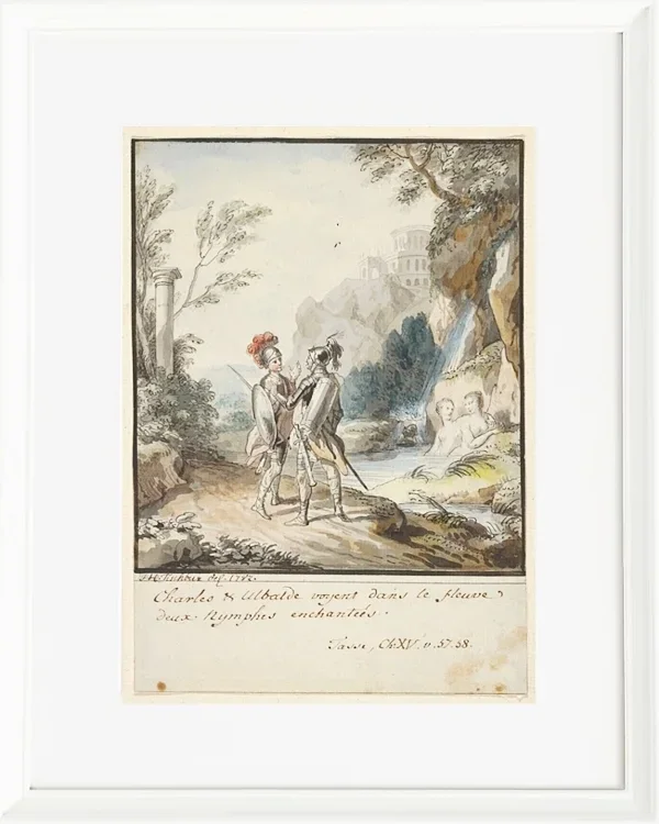 Wilhelm Tischbein – Carlo und Ubaldo widerstehen den Verzauberungen der Nymphen  1782 | Giclée Kunstdruck gerahmt