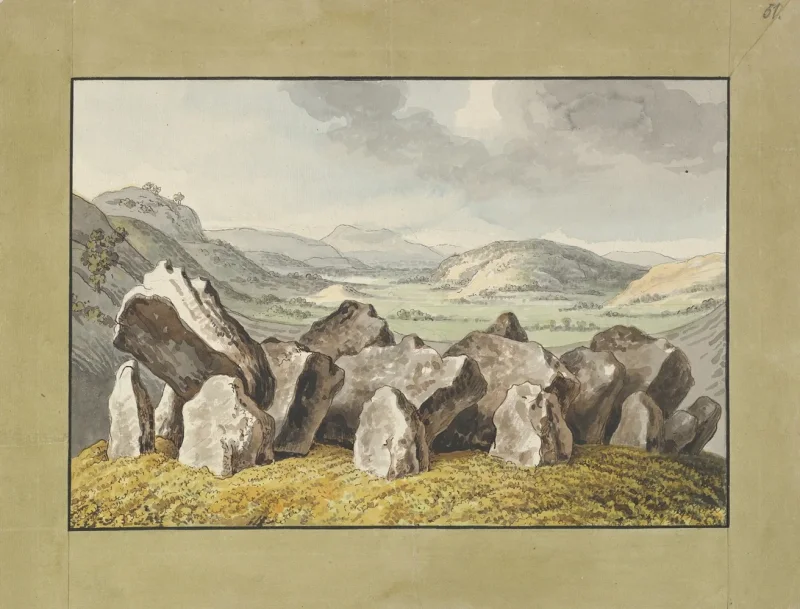 Wilhelm Tischbein – Ein prähistorischer Steinkreis auf einem Hügel  1790 | Giclée Kunstdruck gerahmt