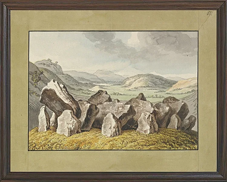 Wilhelm Tischbein – Ein prähistorischer Steinkreis auf einem Hügel  1790 | Giclée Kunstdruck gerahmt
