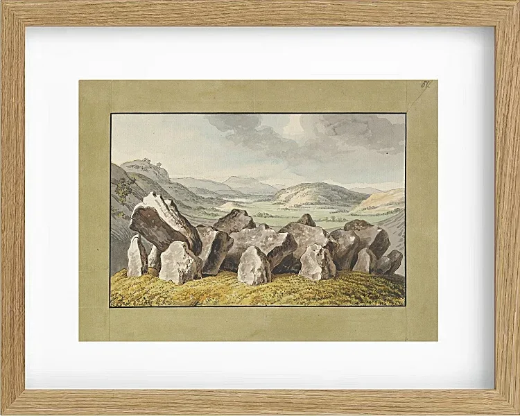 Wilhelm Tischbein – Ein prähistorischer Steinkreis auf einem Hügel  1790 | Giclée Kunstdruck gerahmt