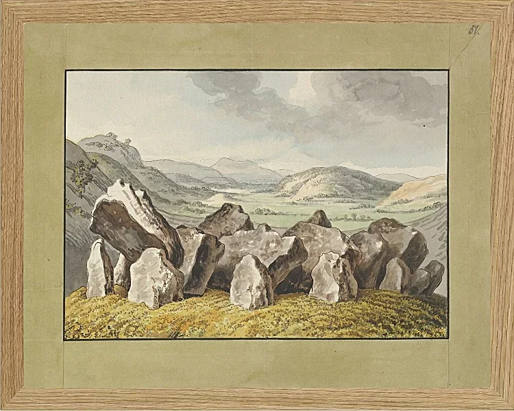 Wilhelm Tischbein – Ein prähistorischer Steinkreis auf einem Hügel  1790 | Giclée Kunstdruck gerahmt