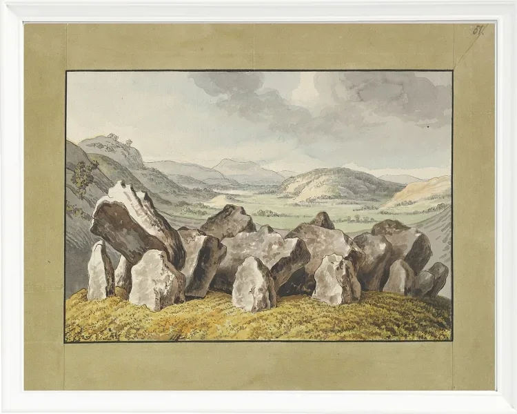 Wilhelm Tischbein – Ein prähistorischer Steinkreis auf einem Hügel  1790 | Giclée Kunstdruck gerahmt