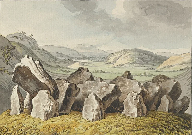 Wilhelm Tischbein | En forhistorisk stencirkel på en høj - 1790 | Indrammet kunsttryk | Klassicisme | formida