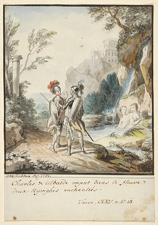 Wilhelm Tischbein | Carlo og Ubaldo modstår nymfernes fortryllelser - 1782 | Indrammet kunsttryk | Klassicisme | formida