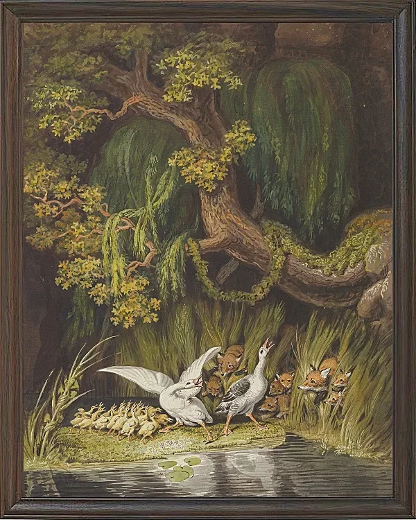 Wilhelm Tischbein – Eine Gans und ein Gänserich 1806 | Giclée Kunstdruck gerahmt
