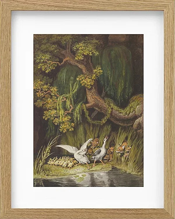 Wilhelm Tischbein – Eine Gans und ein Gänserich 1806 | Giclée Kunstdruck gerahmt