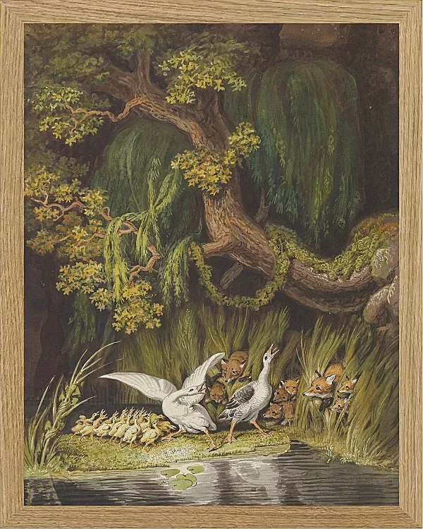 Wilhelm Tischbein – Eine Gans und ein Gänserich 1806 | Giclée Kunstdruck gerahmt