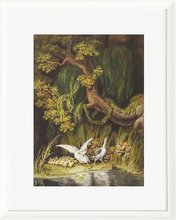 Wilhelm Tischbein – Eine Gans und ein Gänserich 1806 | Giclée Kunstdruck gerahmt