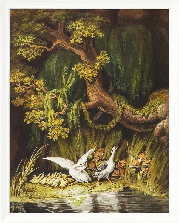 Wilhelm Tischbein – Eine Gans und ein Gänserich 1806 | Giclée Kunstdruck gerahmt