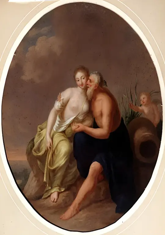 Wilhelm Tischbein | Flodgud og nymfe - 1780 | Indrammet kunsttryk | Klassicisme | formida