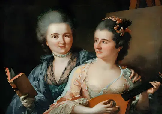 Wilhelm Tischbein | Friederike Elisabeth og Wilhelmine Oeser - 1776 | Indrammet kunsttryk | Klassicisme | formida