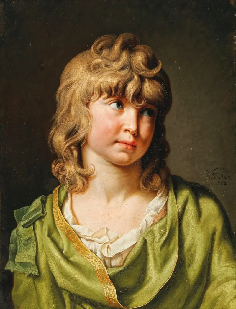 Wilhelm Tischbein – Porträt eines Jungen mit blonden Locken  1782 | Giclée Kunstdruck gerahmt