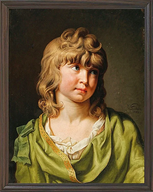 Wilhelm Tischbein – Porträt eines Jungen mit blonden Locken  1782 | Giclée Kunstdruck gerahmt