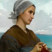William Bouguereau – Bretonische Strickerin 1871 | Giclée Kunstdruck gerahmt