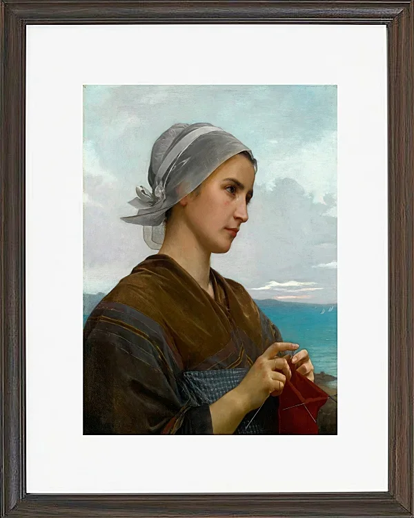 William Bouguereau – Bretonische Strickerin 1871 | Giclée Kunstdruck gerahmt