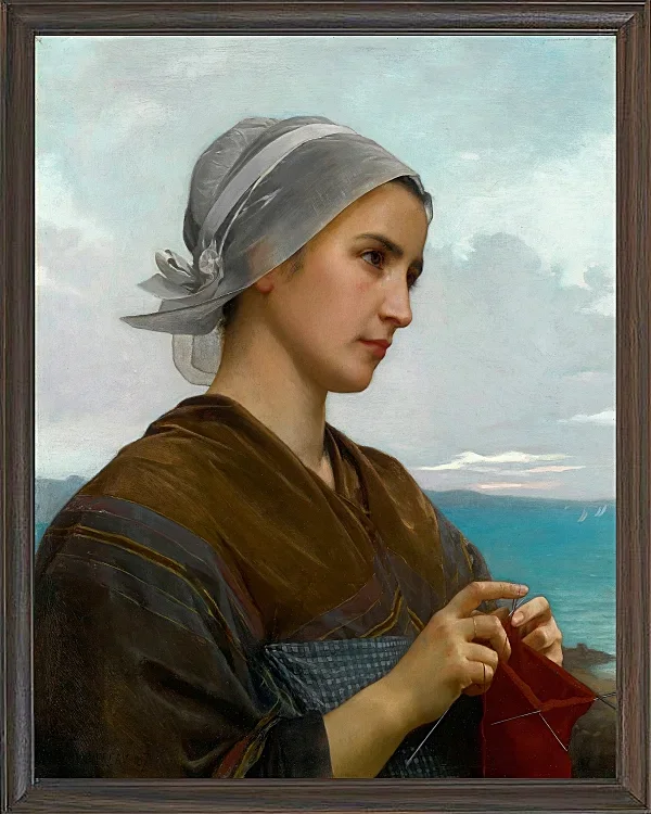 William Bouguereau – Bretonische Strickerin 1871 | Giclée Kunstdruck gerahmt
