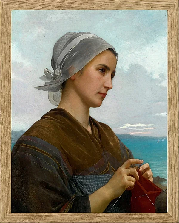 William Bouguereau – Bretonische Strickerin 1871 | Giclée Kunstdruck gerahmt