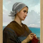 William Bouguereau – Bretonische Strickerin 1871 | Giclée Kunstdruck gerahmt