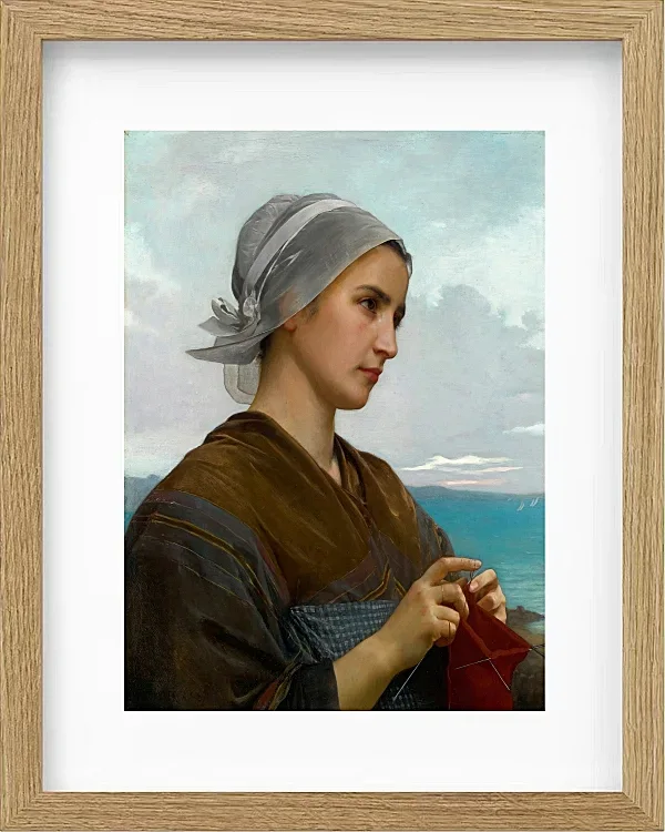 William Bouguereau – Bretonische Strickerin 1871 | Giclée Kunstdruck gerahmt
