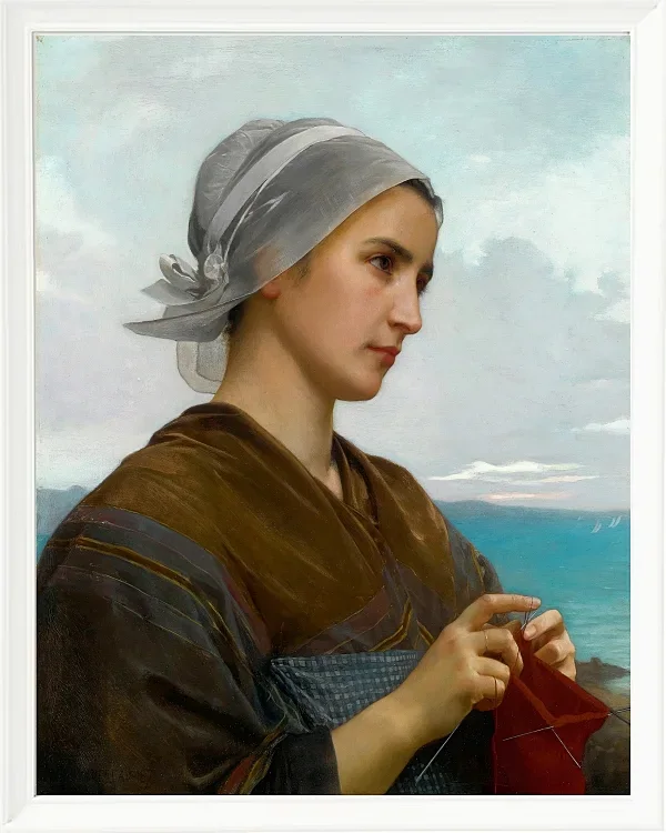 William Bouguereau – Bretonische Strickerin 1871 | Giclée Kunstdruck gerahmt