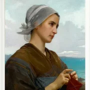 William Bouguereau – Bretonische Strickerin 1871 | Giclée Kunstdruck gerahmt