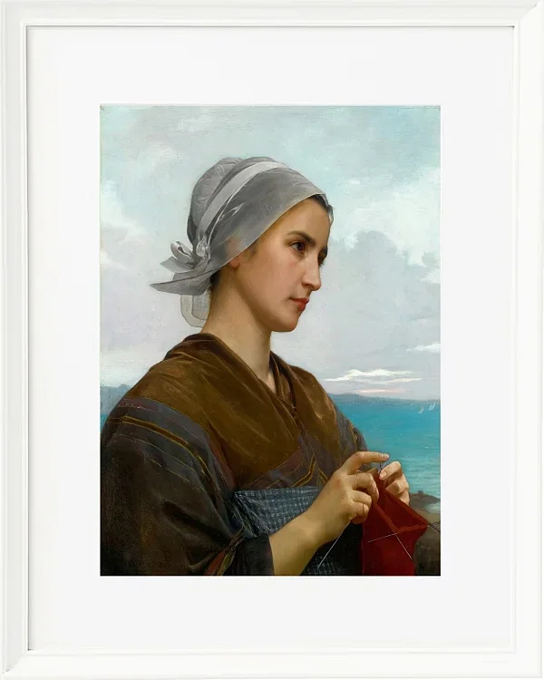 William Bouguereau – Bretonische Strickerin 1871 | Giclée Kunstdruck gerahmt