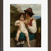 William Bouguereau – Die Flötenstunde 1868 | Giclée Kunstdruck gerahmt