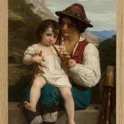 William Bouguereau – Die Flötenstunde 1868 | Giclée Kunstdruck gerahmt