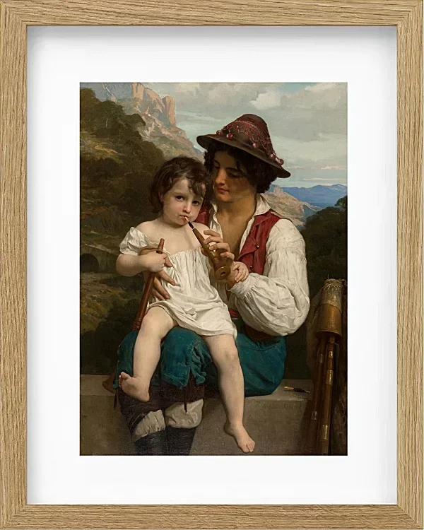 William Bouguereau – Die Flötenstunde 1868 | Giclée Kunstdruck gerahmt