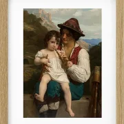 William Bouguereau – Die Flötenstunde 1868 | Giclée Kunstdruck gerahmt